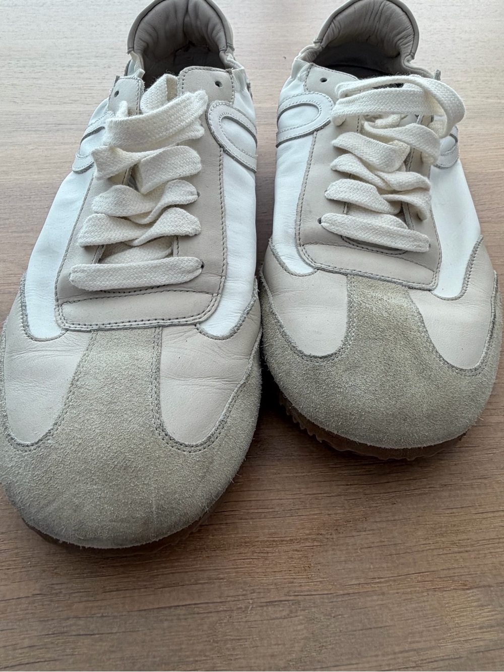 Loewe ballet runner sneakers flats 40 white gray leather suede - Picture 4 of 8